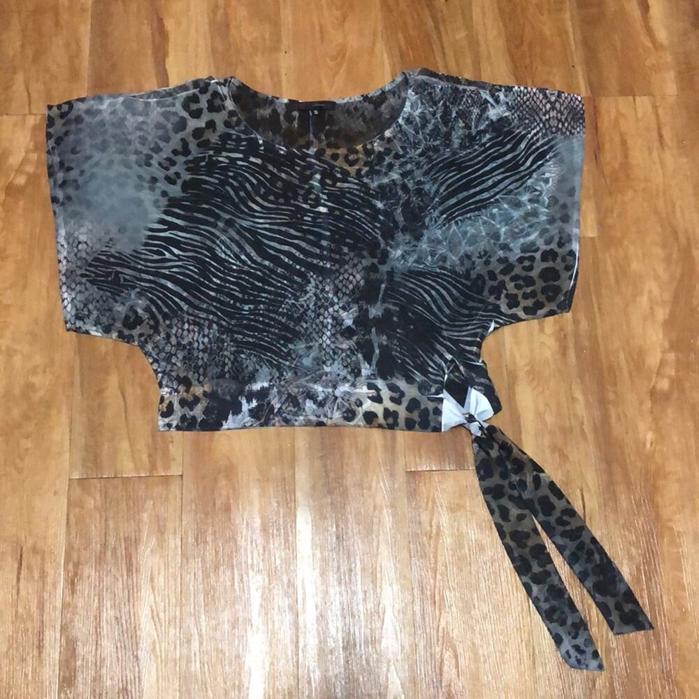 HeartSoul Animal Print Boxy Side Tie Blouse Size Small